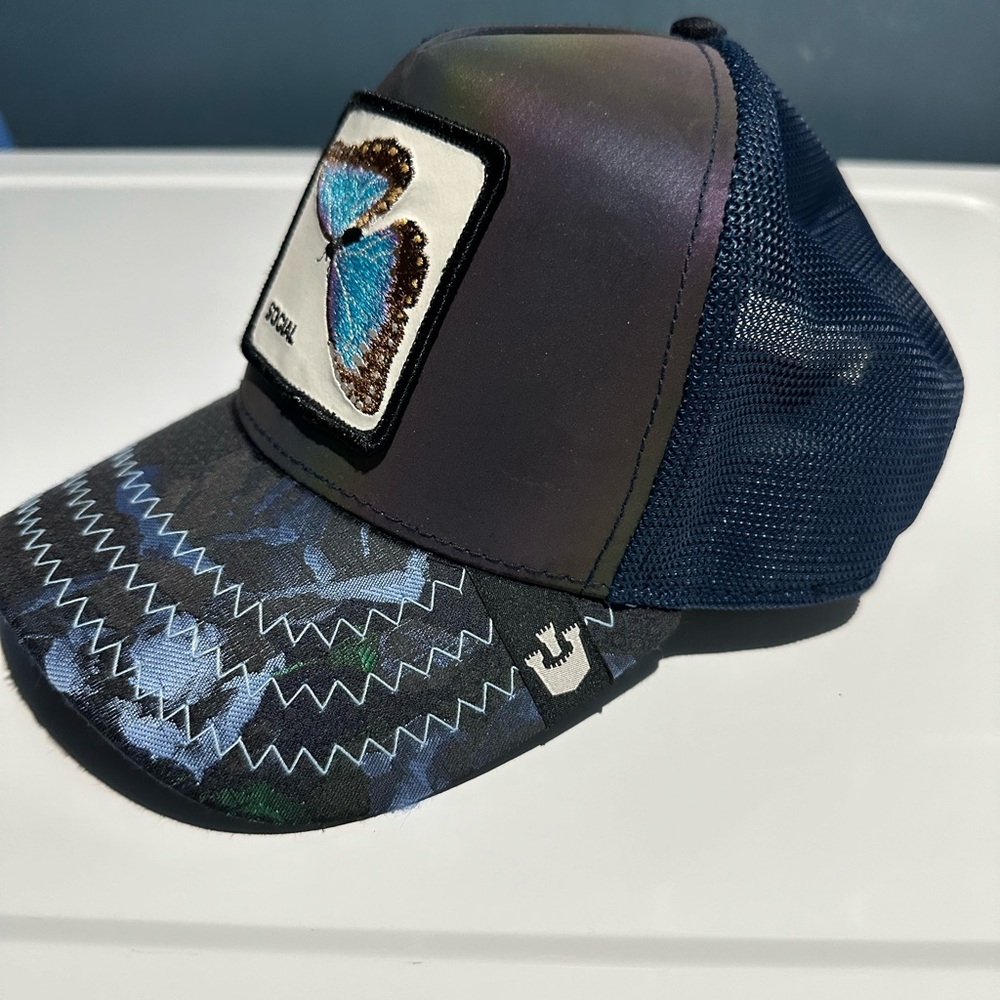 Goorin Bros Trucker Hat Exclusive Social Butterfly Hologram Sticker Tags Labels - Picture 2 of 10